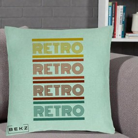 Perna Decorativa RETRO Text Multicolor, 40x40 cm, Verde Menta, Husa Detasabila, Perna Inclusa, BEKZ®