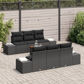vidaXL Set Canapea Grădină 7 pcs Negru 55 x 55 x 37 cm