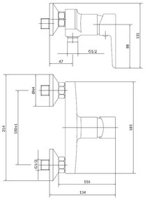 Set de duș cu baterie + baterie de lavoar Cersanit S952-004 MILLE crom lucios