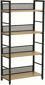 Etajera RAW R4, stejar/negru, PAL/metal, 60x28x121 cm