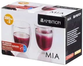 Set 2 pahare 350ml, termorezistente, Mia