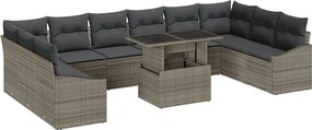 vidaXL Set de canapea cu pernă Manual 11 pcs Gri poliratan