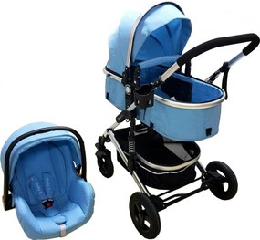 Carucior nou nascuti 3 in 1 Baby Care™ PRO 531 , Cadru Aluminiu, Amortizoare, Roti din cauciuc plin AVE, Landou, Scoica auto, Spatar reglabil 3