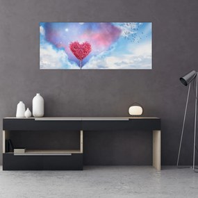 Tablou - Copac de inimă roz (120x50 cm)