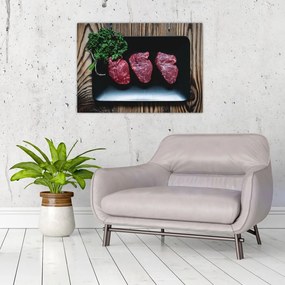 Tablou pe sticlă cu carne pe farfurie (70x50 cm)