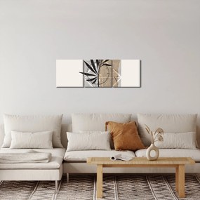Tablou - Abstracție cu frunze tropicale N⁰1 (cu ceas) (90x30 cm)