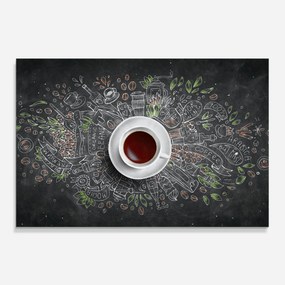Panou Sticla Bucatarie, 60x100cm, Protectie aragaz, Antistropi, Termorezistent, Alimente, Cafea, Black Board Coffee