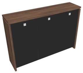 Dulap mediu pentru haine Verno 188 x 46 x 130 cm, uși de sticlă, nuc / negru