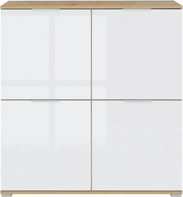 Comoda ZELE KOM4D, alb/stejar wotan, PAL, 104x41x106 cm