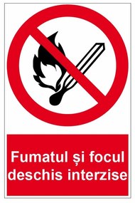 Sticker indicator Fumatul si focul deschis interzise