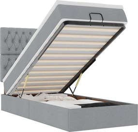 vidaXL Cadru de pat otoman cu saltea țesătură gri deschis 80x200cm