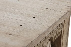 Consolă sculptată din lemn masiv, model geometric cu patină vintage, „Fortress”