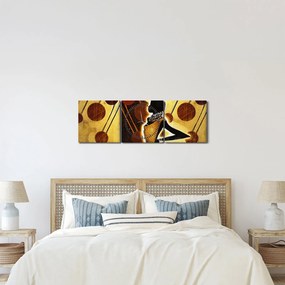 Tablou cu pictură artistică străveche (cu ceas) (90x30 cm)