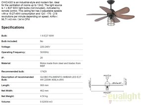 Lustra cu Ventilator si telecomanda CHICAGO 33703