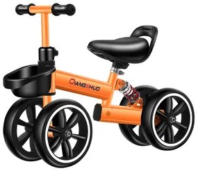 Bicicleta echilibru fara pedale, 4 roti, 12", pentru copii 2-5 ani, Portocaliu