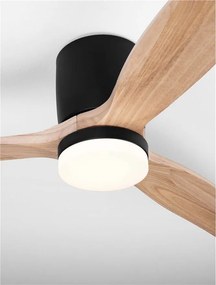 Lustra LED cu Ventilator si telecomanda ALOA negru/natural wood