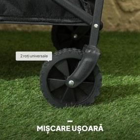Outsunny Cărucior de Grădină Pliabil și Compact, Cărucior Multifuncțional cu Roți Universale și Mâner Reglabil pentru Sport, Camping, Cumpărături, Negru | Aosom Romania