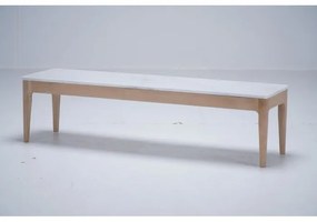 Masuta de cafea, natur, din lemn de stejar si marmura, aspect rustic, Ernest