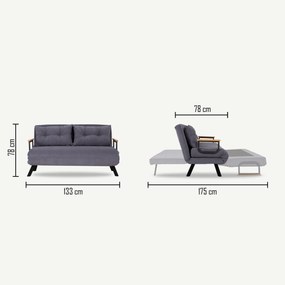Canapea extensibila cu 2 locuri Micic, 133 x 78 x 78 cm