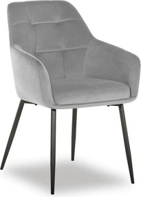 Scaun UGO NEW, gri deschis/negru, stofa catifelata/metal, 58x62x85 cm