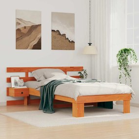 vidaXL Cadru de pat Maro ceruit 75 x 190 cm Lemn de brad solid