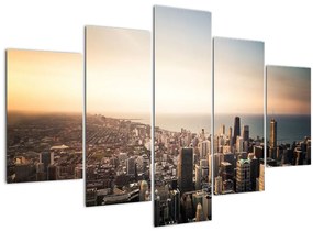 Tablou apusului de soare deasupa orașului (150x105 cm)