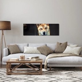 Tablou cu câine (cu ceas) (90x30 cm)