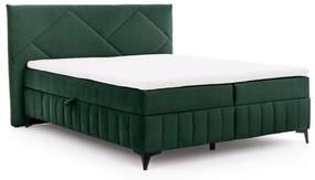 Pat boxspring Wasil 160x200 cu spațiu de depozitare - catifea verde hidrofobă Element 12