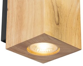 Aplică rustică din lemn pătrat cu 2 lumini - Sandy