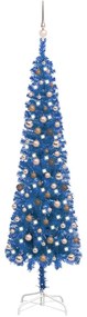 Set pom de Craciun subtire cu LED-uri globuri albastru 240 cm 1, blue and rose, 240 cm