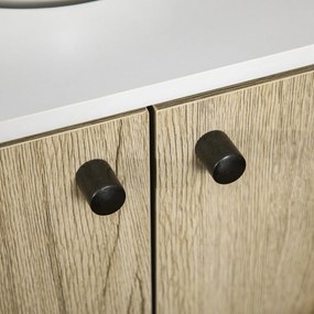 kleankin Dulap sub lavoar, mobilier de baie cu 2 uși, picioare din oțel, 60 x 30 x 60 cm, alb și lemn natural | Aosom Romania