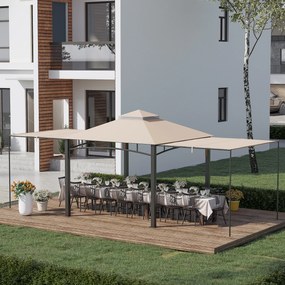 Outsunny 3 x 3 (m) Foisor Exterior cu Copertina Dubla Reglabila, Copertina pentru Acoperis Dublu, Trei Dimensiuni, pentru Gradina, Terasa, Curte, Veranda, Pridvor | Aosom Romania