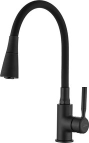 Baterie bucatarie cu pipa flexibila Invena Hula Plus negru