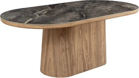 Masa ovala, Ceramica Gri, Furnir Nuc, UNIQUE 200cm A-46380 VC