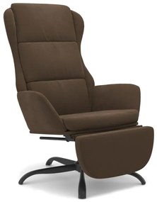 3097925 vidaXL Scaun de relaxare cu suport de picioare, maro, microfibră
