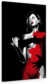 Tablou canvas Girl Black and Red 120x80 cm