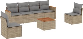 vidaXL Set canapele de grădină, 7 piese, cu perne, bej, poliratan