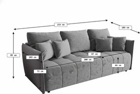 Canapea extensibila 3 locuri VELORA 215x103 cm, albastru inchis