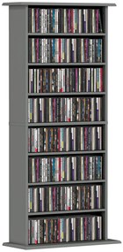 HOMCOM Depozitare pentru CD și DVD cu 8 compartimente și 6 polițe reglabile, capacitate max. 360 CD/185 DVD și Blu-ray, gri | Aosom Romania