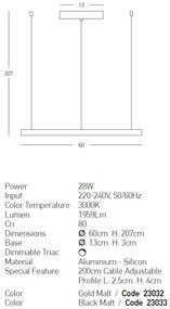 Lustra LED dimabila design modern Cirrcle D-60cm auriu