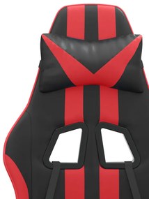 Scaun de gaming cu suport picioare, negru rosu, piele ecologica