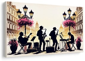 Tablou trupă de jazz pe străzi