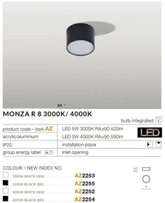 Spot LED aplicat MONZA R 8 3000K alb