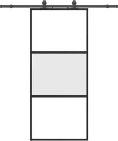 vidaXL Ușă glisantă cu set feronerie neagră 90x205cm sticlă securizată