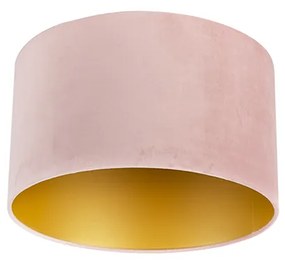 Abajur din catifea roz 35/35/20 cu interior auriu