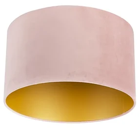 Abajur din catifea roz 35/35/20 cu interior auriu