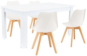 Set de masă Lola 4+1 alb-alb