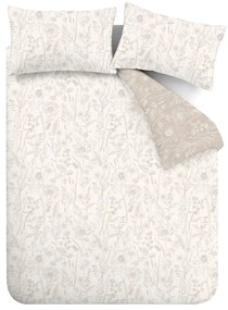Lenjerie de pat bej din flanelă pentru pat dublu 200x200 cm Floral Toile – Bianca