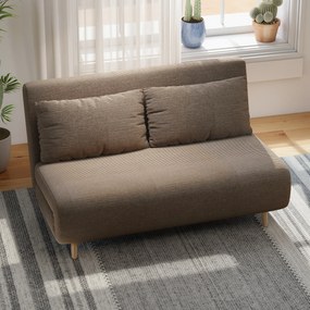 HOMCOM Canapea extensibilă, pat pentru oaspeți, spătar reglabil 3 trepte, aspect reiat, până la 120 kg, 141 x 90 x 81 cm, maro închis | Aosom Romania