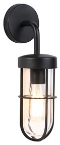 Lampă de perete exterioară rustică neagră cu sticlă - Elza